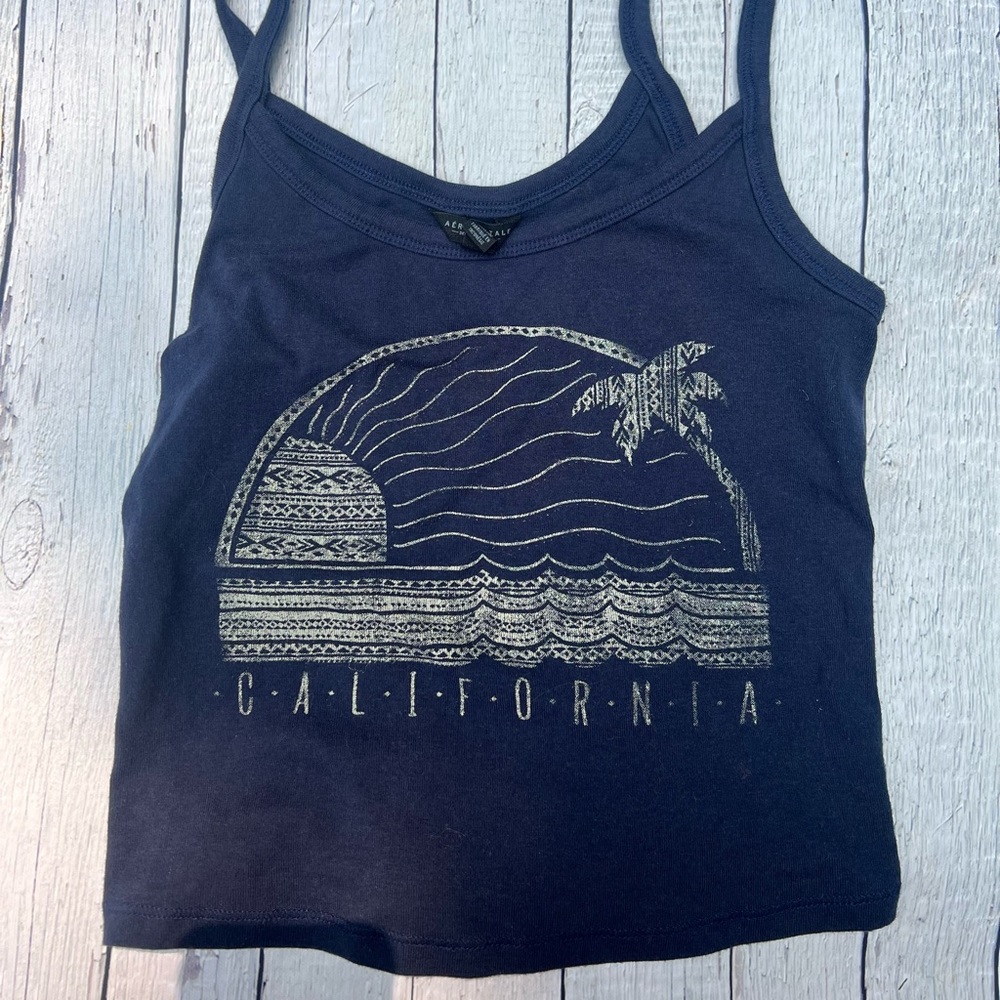 aeropostale navy cropped coastal california tank top